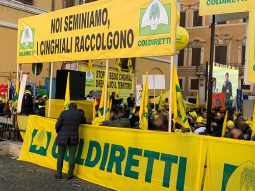 Coldiretti Lazio manifesta in Regione contro l’invasione dei cinghiali